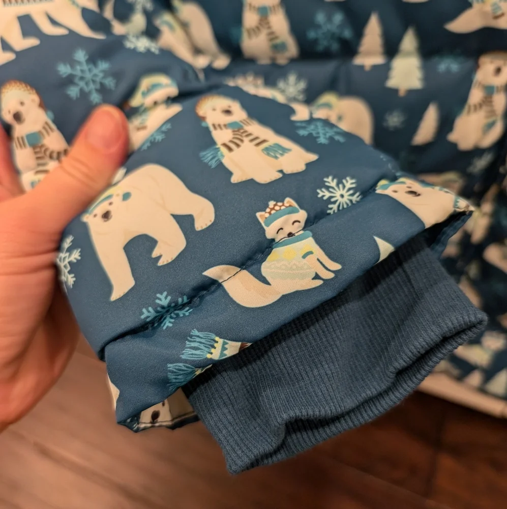 GYMBOREE boys polar bear print fleece lined hooded puffer coat size 12 - Picture 6 of 8